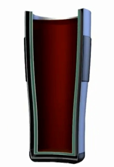 Rendering of mug cut away Cut away of mug showing triple walled design with internal heat sink.