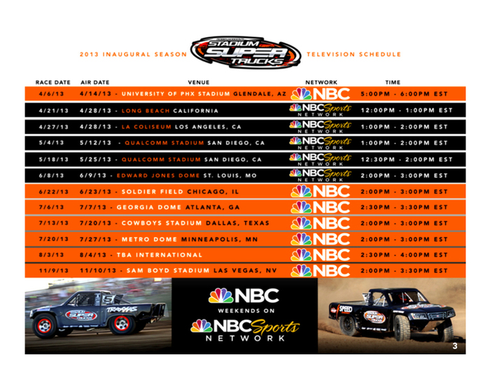 2013 Stadium Super Truck Schedule