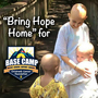 "Bring Hope Home" for Base Camp text next to three bald cancer children.