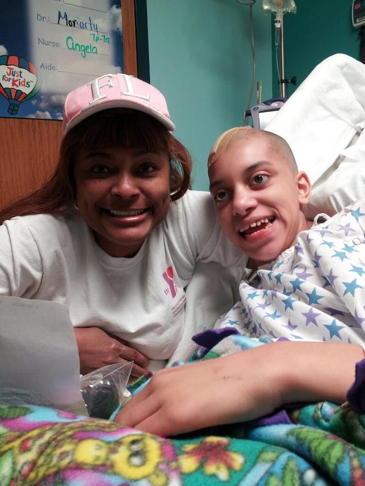 Ms. Jasmine & Aimee Faye Ms. Jasmine & Aimee Faye at Kosair Children's Hospial on Feb 17, 2013 after surgery. Aimee had to have all her hair shaved off for the surgery.